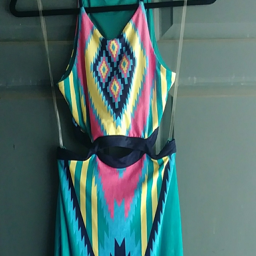 Multi aztec print maxi dress